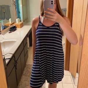 Navy and white striped sundress